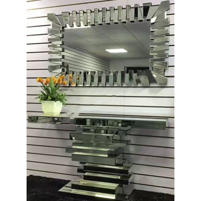 Console Table with Wall Mounted Mirror Set - Silver