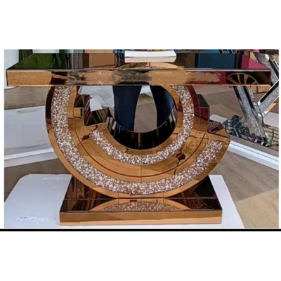 Crystal Console Table with Mirror Matching - Bronze Gold
