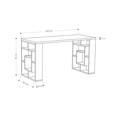 Mourah Labirent Working Table With Storage - White/Light Mocha - 2 Years Warranty