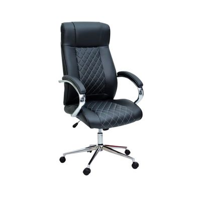 Ergonomic Office Chair, Computer Desk Chair, PU material, Steel Structure, Smooth lumbar support with adjustable Height BLACK