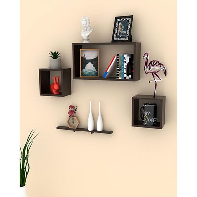 Rafuf Wooden Floating Wall Shelf with 4 Shelves