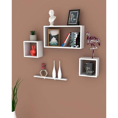 Rafuf Wooden Floating Wall Shelf with 4 Shelves