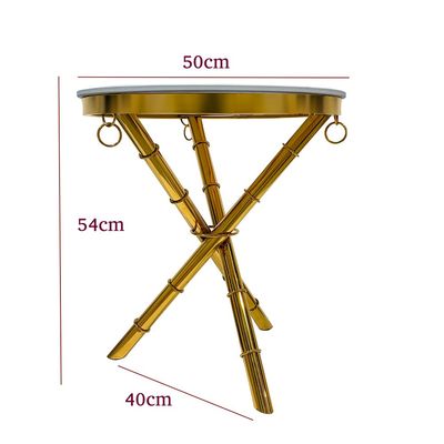 Maple Home Accent Round Side Table Luxury Sturdy Golden Metal Frame Legs Coffee Table Marble Top End Table Rust Resistant Bedside Sofa Living Bedroom Furniture