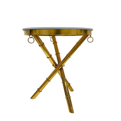 Maple Home Accent Round Side Table Luxury Sturdy Golden Metal Frame Legs Coffee Table Marble Top End Table Rust Resistant Bedside Sofa Living Bedroom Furniture