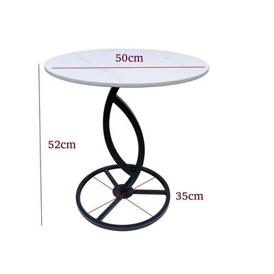 Maple Home Accent Round Side Table Luxury Sturdy Metal Frame Legs Coffee Table Marble Top End Table Rust Resistant Bedside Sofa Living Bedroom Furniture