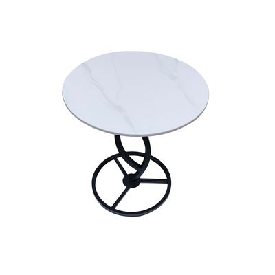 Maple Home Accent Round Side Table Luxury Sturdy Metal Frame Legs Coffee Table Marble Top End Table Rust Resistant Bedside Sofa Living Bedroom Furniture