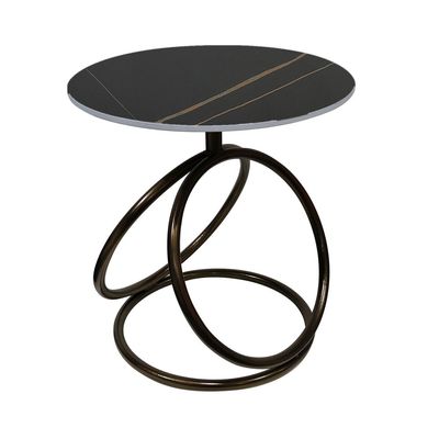 Maple Home Accent Round Side Table Luxury Sturdy Metal Frame Legs Coffee Table Marble Top End Table Rust Resistant Bedside Sofa Living Bedroom Furniture