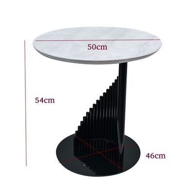 Maple Home Accent Round Side Table Luxury Sturdy Metal Frame Legs Coffee Table Marble Top End Table Rust Resistant Bedside Sofa Living Bedroom Furniture