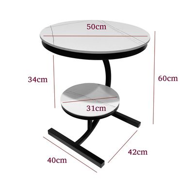 Maple Home Accent Round Side Table Luxury Sturdy Metal Frame Legs Coffee Table Marble Top End Table Rust Resistant Bedside Sofa Living Bedroom Furniture