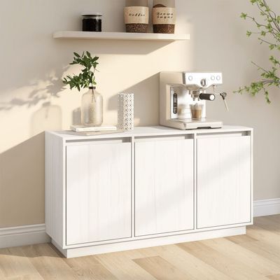 vidaXL Sideboard White 111x34x60 cm Solid Wood Pine