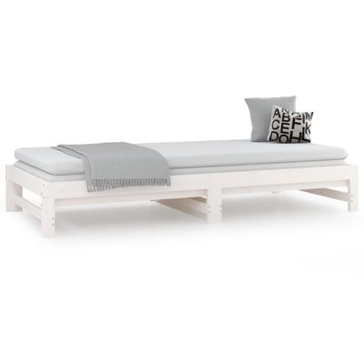 vidaXL Pull-out Day Bed White 2x(80x200) cm Solid Wood Pine