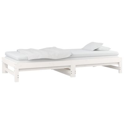 vidaXL Pull-out Day Bed White 2x(80x200) cm Solid Wood Pine