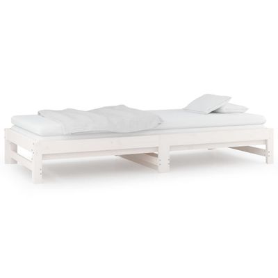 vidaXL Pull-out Day Bed White 2x(80x200) cm Solid Wood Pine