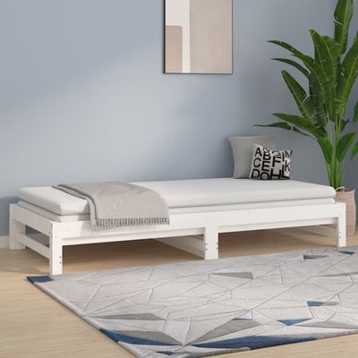 vidaXL Pull-out Day Bed White 2x(80x200) cm Solid Wood Pine