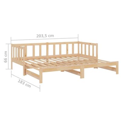 vidaXL Pull-out Day Bed 2x(90x200) cm Solid Wood Pine