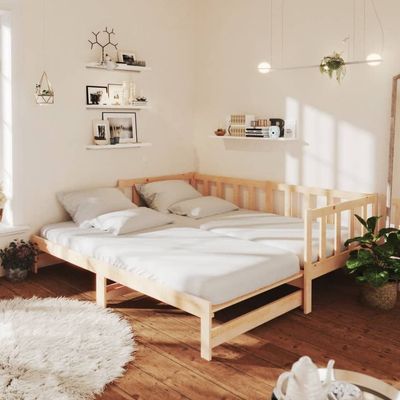 vidaXL Pull-out Day Bed 2x(90x200) cm Solid Wood Pine