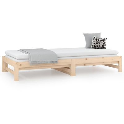 vidaXL Pull-out Day Bed 2x(90x200) cm Solid Wood Pine