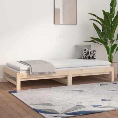 vidaXL Pull-out Day Bed 2x(90x200) cm Solid Wood Pine