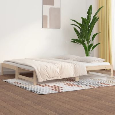 vidaXL Pull-out Day Bed 2x(90x200) cm Solid Wood Pine