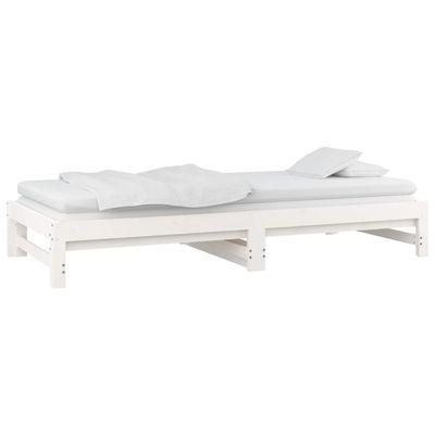 vidaXL Pull-out Day Bed White 2x(90x200) cm Solid Wood Pine