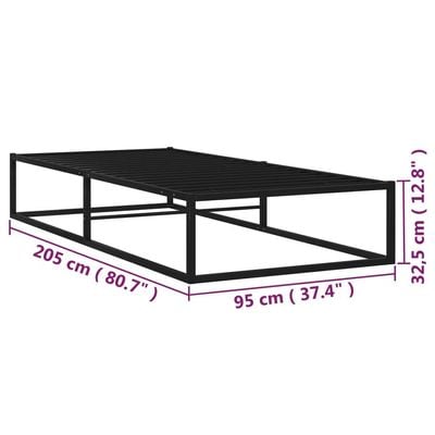 vidaXL Bed Frame Black Metal 90x200 cm