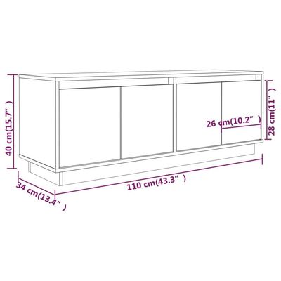 vidaXL TV Cabinet White 110x34x40 cm Solid Wood Pine