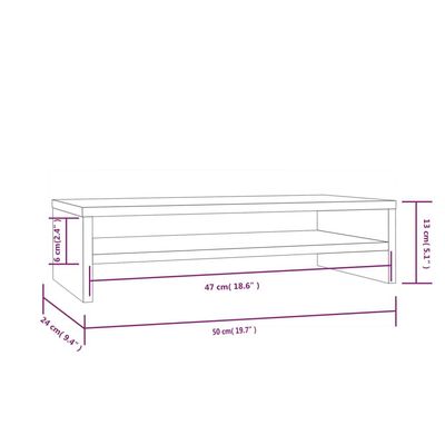 vidaXL Monitor Stand White 50x24x13 cm Solid Wood Pine