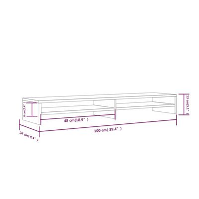 vidaXL Monitor Stand 100x24x13 cm Solid Wood Pine