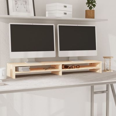 vidaXL Monitor Stand 100x24x13 cm Solid Wood Pine