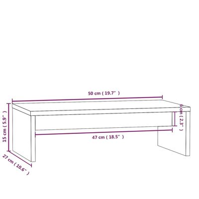 vidaXL Monitor Stand White 50x27x15 cm Solid Wood Pine