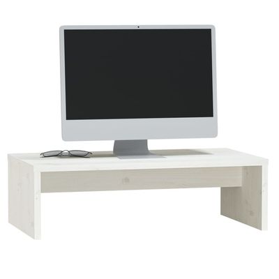 vidaXL Monitor Stand White 50x27x15 cm Solid Wood Pine