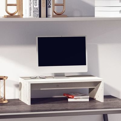 vidaXL Monitor Stand White 50x27x15 cm Solid Wood Pine