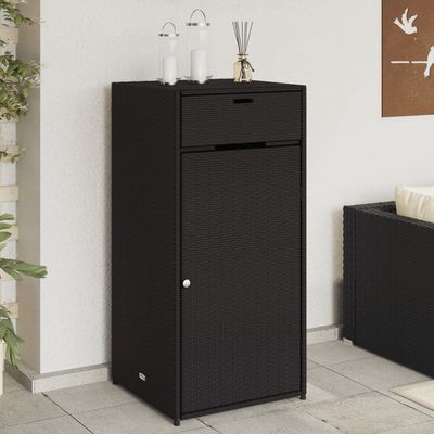 vidaXL Garden Storage Cabinet Black 55x55x111 cm Poly Rattan