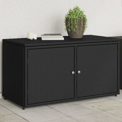 vidaXL Garden Storage Cabinet Black 110x55x60.5 cm Poly Rattan