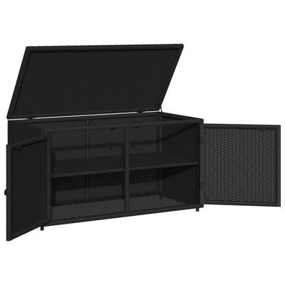 vidaXL Garden Storage Cabinet Black 110x55x60.5 cm Poly Rattan