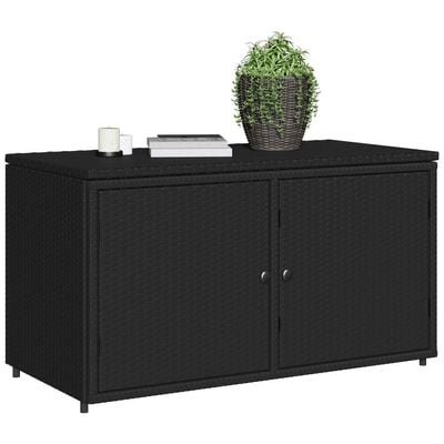 vidaXL Garden Storage Cabinet Black 110x55x60.5 cm Poly Rattan