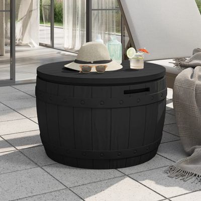 vidaXL 3-in-1 Garden Storage Box Black Polypropylene