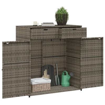 vidaXL Garden Storage Cabinet Grey 105x55x113 cm Poly Rattan