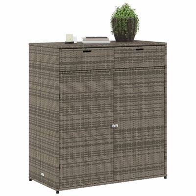 vidaXL Garden Storage Cabinet Grey 105x55x113 cm Poly Rattan