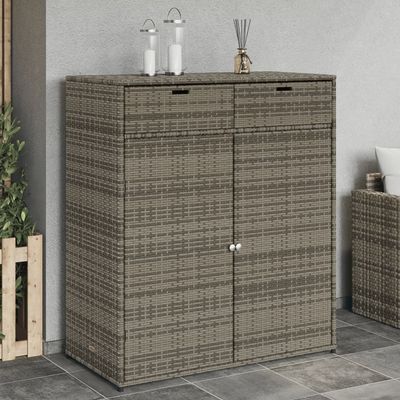 vidaXL Garden Storage Cabinet Grey 105x55x113 cm Poly Rattan