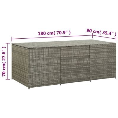 vidaXL Garden Storage Box Poly Rattan 180x90x70 cm Grey