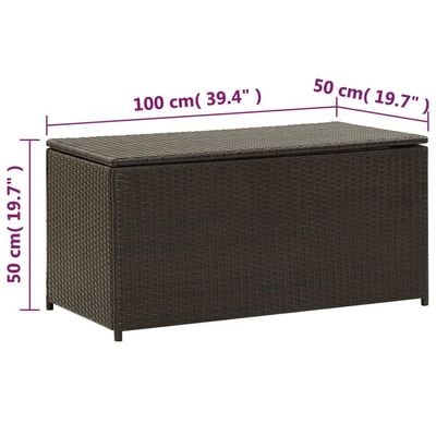 vidaXL Garden Storage Box Poly Rattan 100x50x50 cm Brown