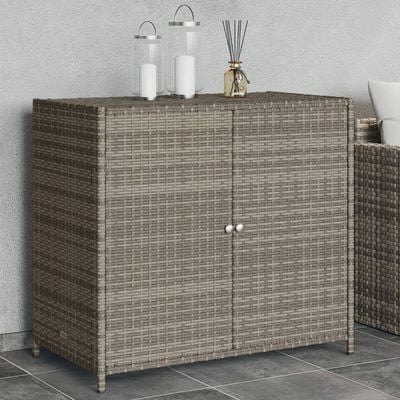 vidaXL Garden Storage Cabinet Grey 83x45x76 cm Poly Rattan