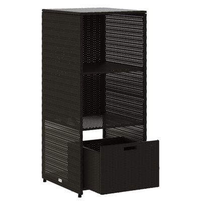 vidaXL Garden Storage Cabinet Black 50x55x115 cm Poly Rattan