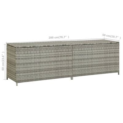 vidaXL Garden Storage Box Poly Rattan 200x50x60 cm Grey