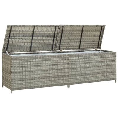 vidaXL Garden Storage Box Poly Rattan 200x50x60 cm Grey