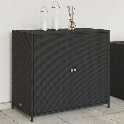 vidaXL Garden Storage Cabinet Black 83x45x76 cm Poly Rattan