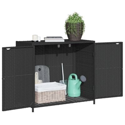 vidaXL Garden Storage Cabinet Black 83x45x76 cm Poly Rattan