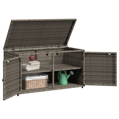 vidaXL Garden Storage Cabinet Grey 110x55x60.5 cm Poly Rattan