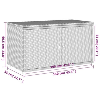 vidaXL Garden Storage Cabinet Grey 110x55x60.5 cm Poly Rattan